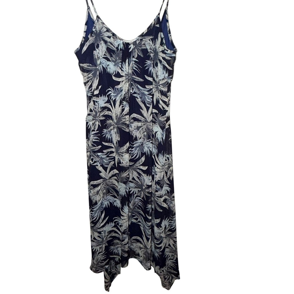 Tobi Tropical Palm Midi Dress M Handkerchief Hem Adjustable Straps Coastal Boho